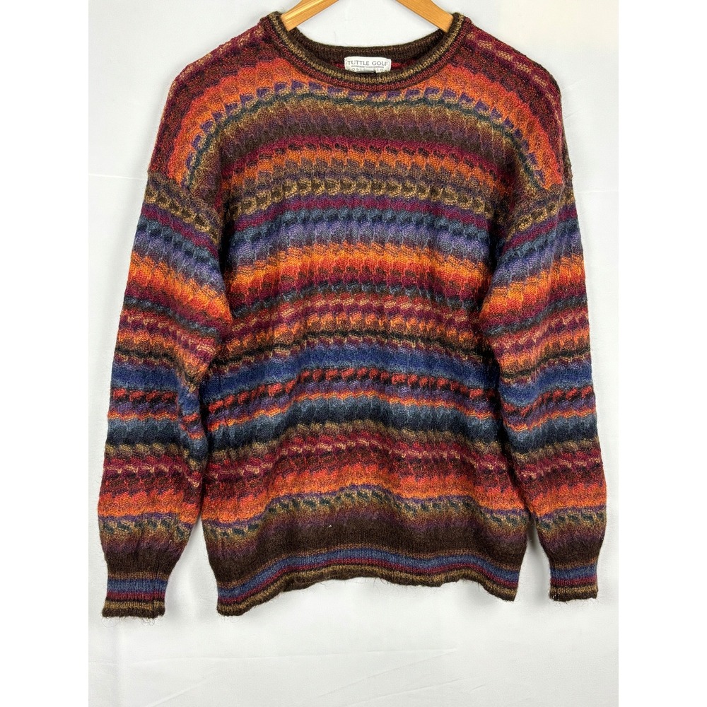 Tuttle Golf Collection Men  Alpaca Sweater Fits‎ like M Fair Isle Handmade Artsy